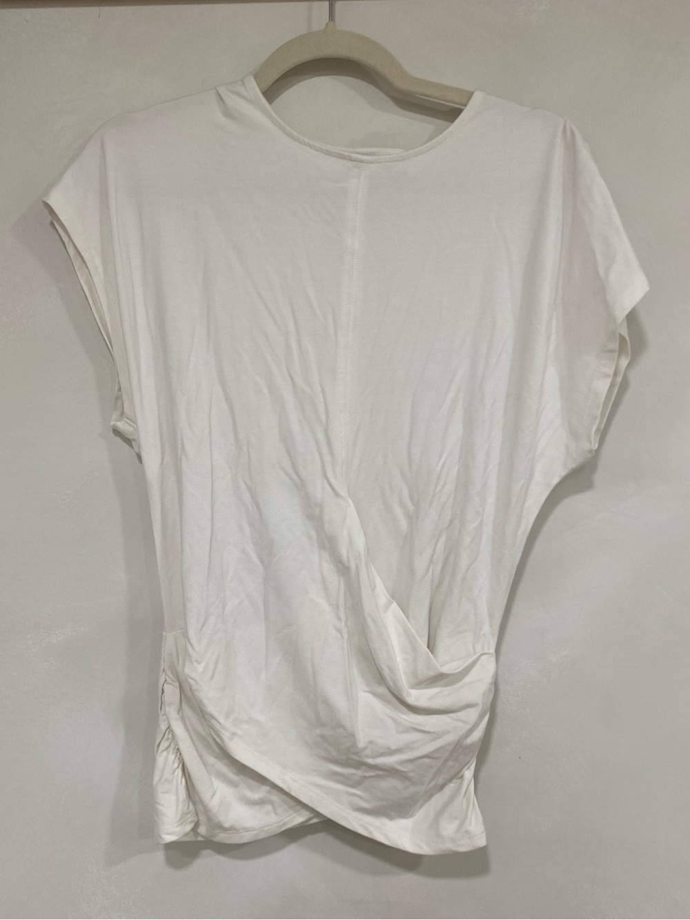 Nordstrom Asymmetric Ruched T-Shirt White Cap Sleeve Top Small